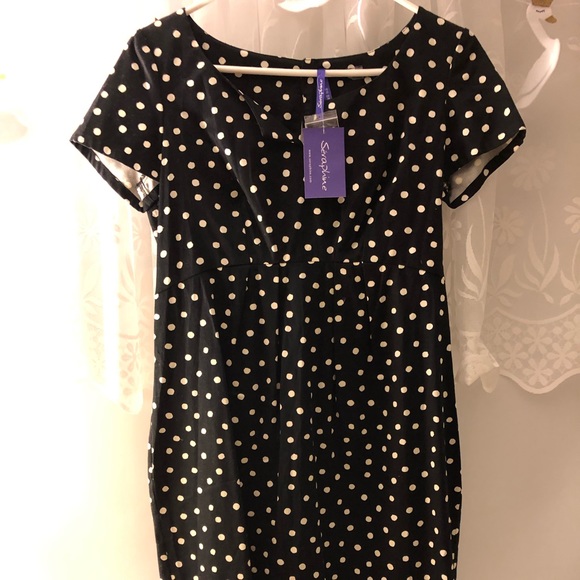 Seraphine Polka Dot Cotton Sateen Maternity Dress - Picture 3 of 4